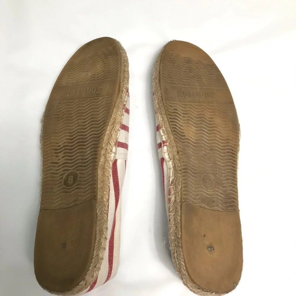 Soludos Red Stripe Espadrilles Slip On Canvas Shoes Size 8